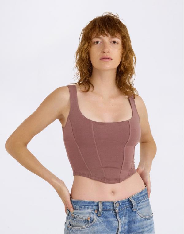 Tričko Organic Basics Flex Corset Top Rose Wood