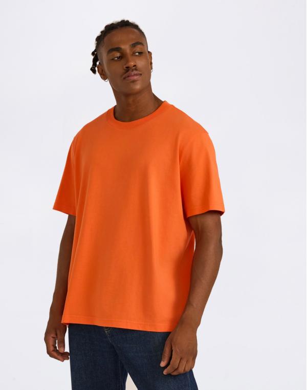 Tričko Organic Basics True Heavy Boxy Fit Tee Tangerine