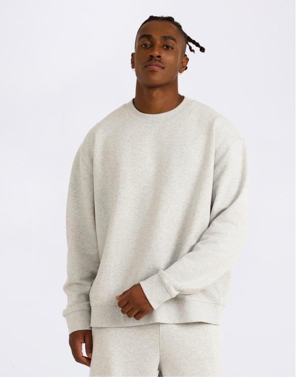 Organic Basics Weekend Boxy Fit Crewneck Sweatshirt Misty Grey Melange S