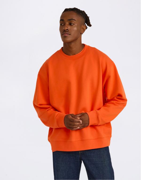 Organic Basics Weekend Boxy Fit Crewneck Sweatshirt Tangerine XL