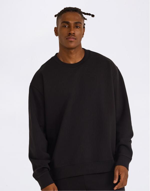 Organic Basics Weekend Boxy Fit Crewneck Sweatshirt Black S