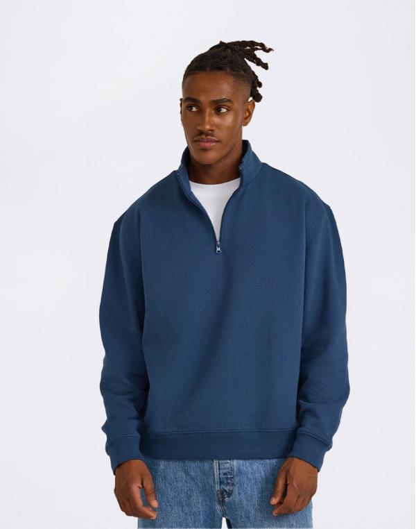 Organic Basics Weekend Half Zip Sweatshirt Midnight Blue S