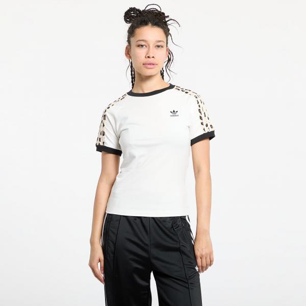 Tričko adidas Leopard 3 Stripe T-Shirt Wonder White S