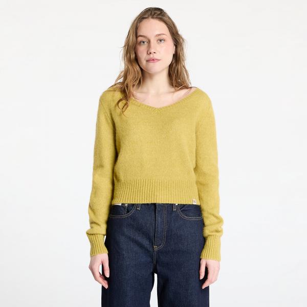 Svetr Calvin Klein Jeans Fluffy Yarn V-Neck Sweater Green L