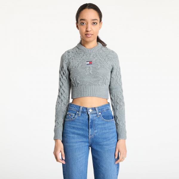 Svetr Tommy Jeans Badge Star Cable Sweater Gray XS