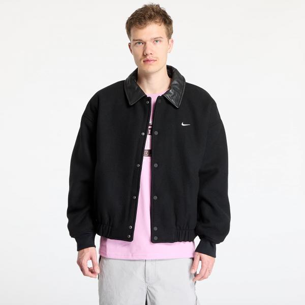 Bunda Nike Solo Swoosh Men's Wool Varsity Jacket Black/ Black/ Black/ White M