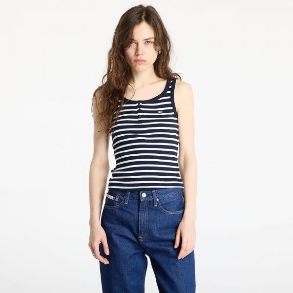 Tílko Tommy Jeans Slim Button Tank Blue S