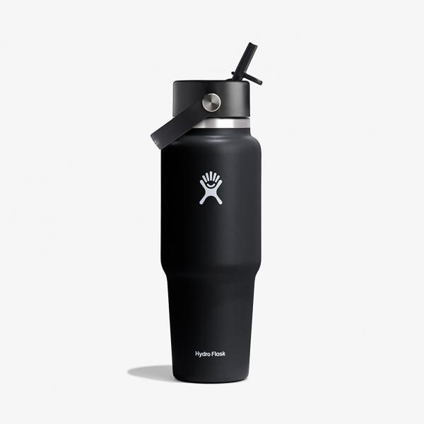 Hydroflask 1000 ml Wide Flex Straw Travel Bottle Black Universal