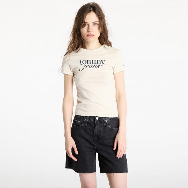 Tričko Tommy Jeans Slim Essential Tee Beige M