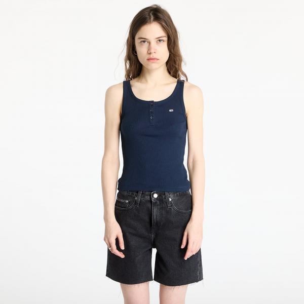 Tílko Tommy Jeans Slim Button Tank Blue S