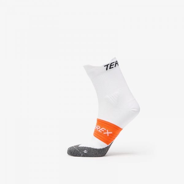 adidas Terrex Agravic Heat.Rdy Trail Running Crew Socks White/ Black/ Impact Orange XS