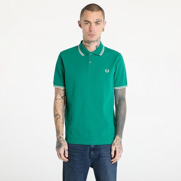 Tričko FRED PERRY Twin Tipped Fred Perry Shirt Label Green/ Ecru XL