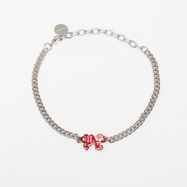 Palm Angels Pa Monogram Chain Bracelet Silver/ Red Universal