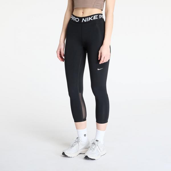 Legíny Nike Pro Women's Mid-Rise Crop Mesh-Panel Leggings Black/ White XS