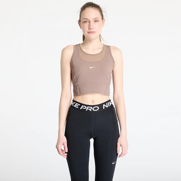 Top Nike Pro Women's Dri-FIT Cropped Tank Top Mink Brown/ White L