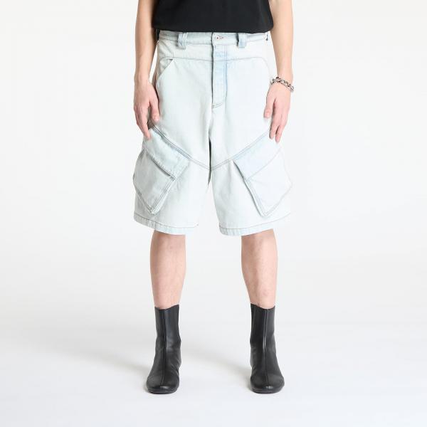 Šortky Marcelo Burlon Bleach Denim Wide Cargo Shorts Light Blue M
