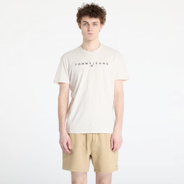 Tričko Tommy Jeans Regular Linear Logo Tee Beige L
