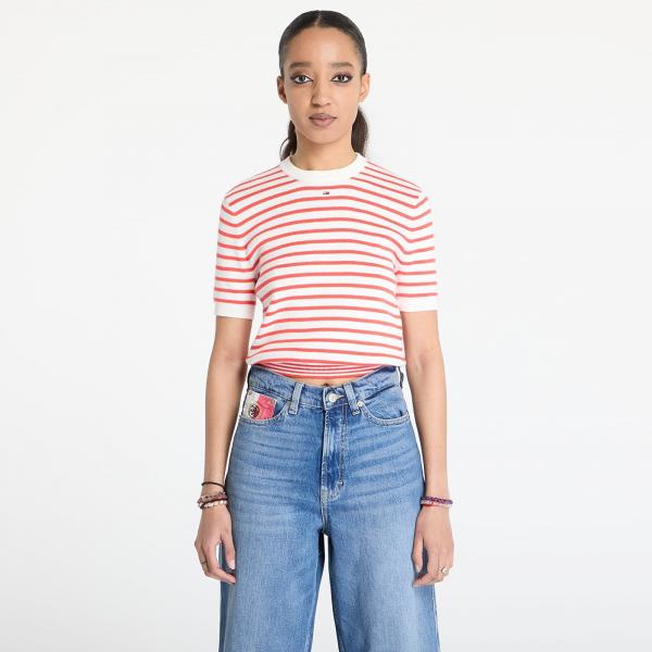 Svetr Tommy Jeans Essential Shortsleeve Sweater Red XS
