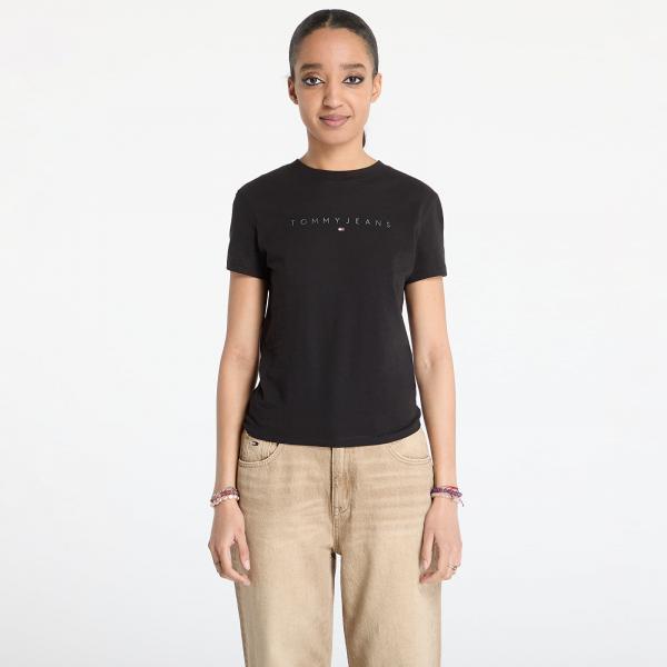 Tričko Tommy Jeans Slim Tonal Linear Tee Black S