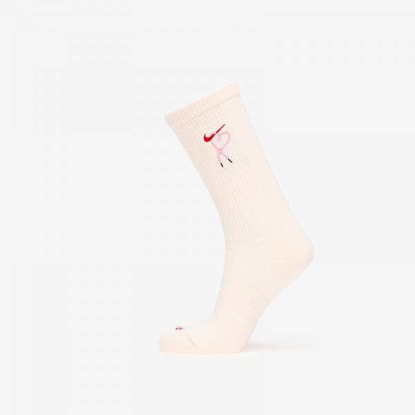 Ponožky Nike Everyday Plus Dri-FIT Cushioned Crew Socks 1-Pack Sail/ Pink Foam/ University Red XL