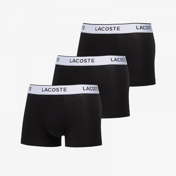 Boxerky LACOSTE Cotton Stretch Trunk 3-Pack Black M