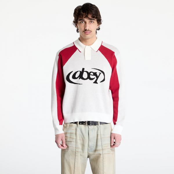 Svetr OBEY Soccer Polo Sweater White Multi XL