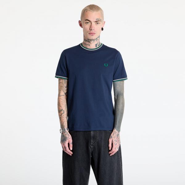 Tričko FRED PERRY Twin Tipped T-Shirt Dark Carbon / Light Ecru / Label Green XL