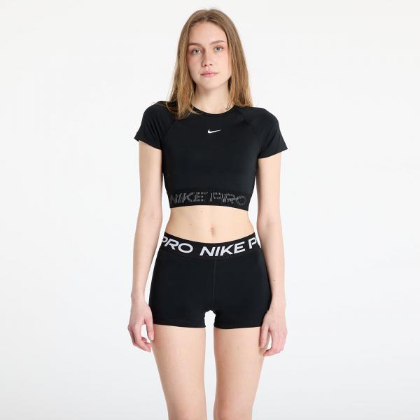 Top Nike Pro Women's Dri-FIT Short-Sleeve Cropped Graphic Top Black/ Cool Grey/ White L