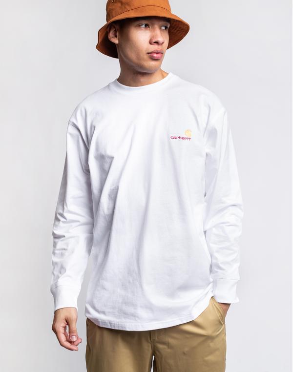 Tričko Carhartt WIP L/S American Script T-Shirt White
