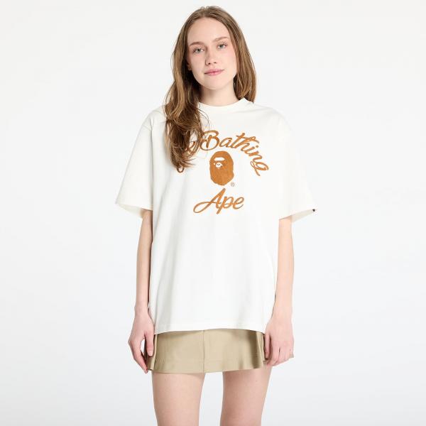 Tričko A BATHING APE Chain Stitch College Relaxed Fit Tee UNISEX Ivory M