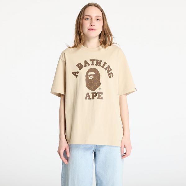 Tričko A BATHING APE College Monogram College Relaxed Fit Tee UNISEX Beige XXL