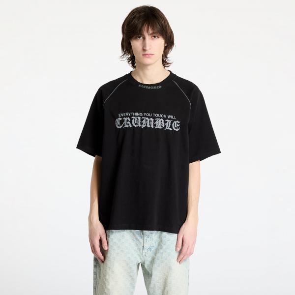 Tričko PLEASURES Crumble Heavyweight Raglan Black M