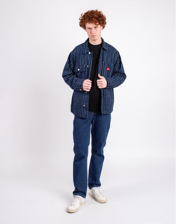 Carhartt WIP Drewe Chore Coat Heart C Pinstripe, Ink/Natur rinsed M