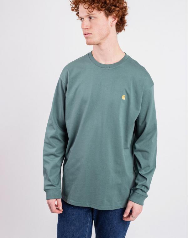 Tričko Carhartt WIP L/S Chase T-Shirt Silver Pine/Gold