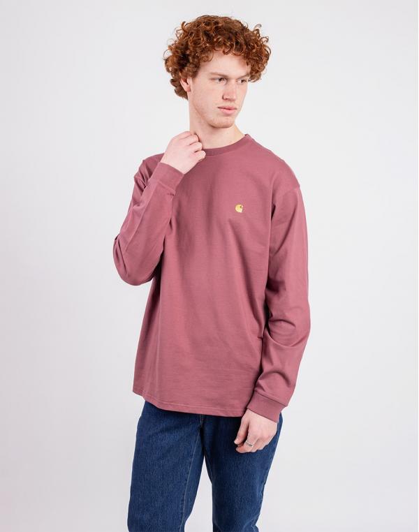 Tričko Carhartt WIP L/S Chase T-Shirt Dusky Pink/Gold