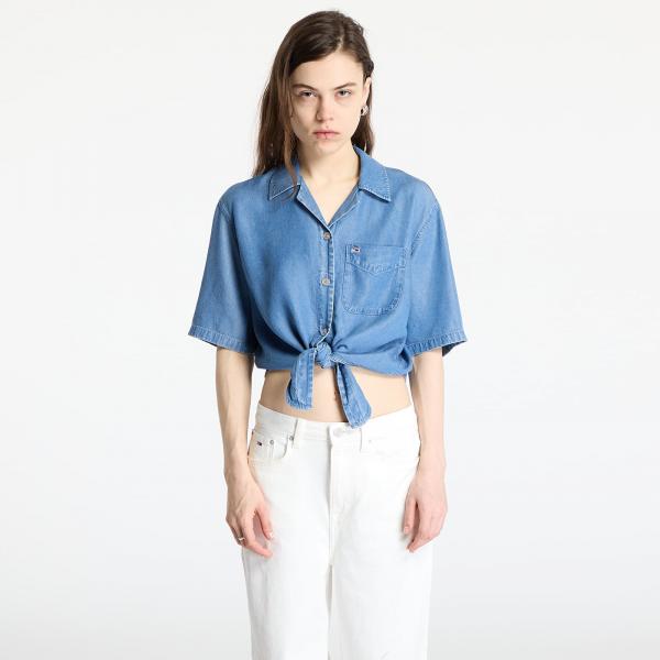 Košile Tommy Jeans Chambray Tie Shortsleeve Shirt Denim XS