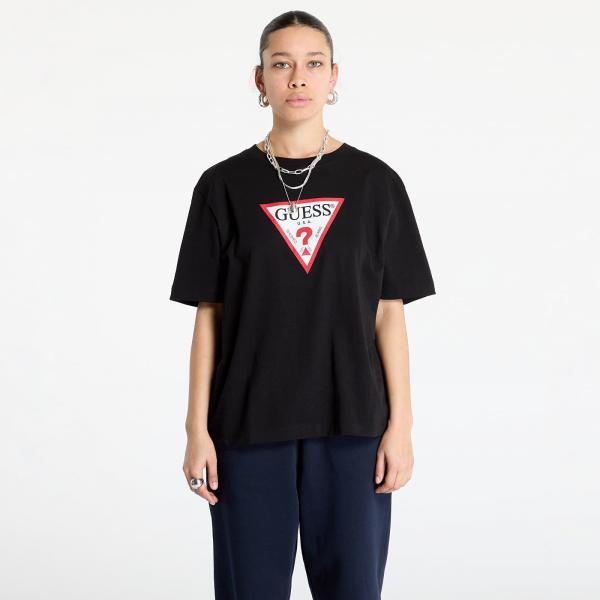 Tričko Guess JEANS Oversized Iconic Tee Jet Black A996 L