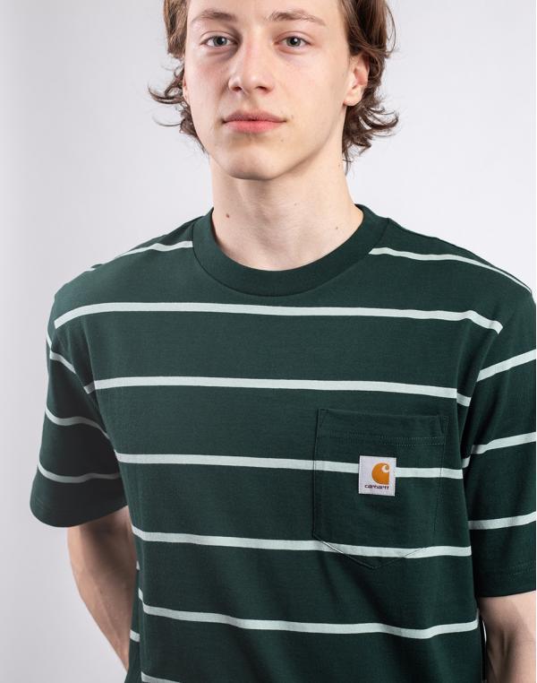 Tričko Carhartt WIP S/S Aiken Pocket T-Shirt Aiken Stripe, Conifer