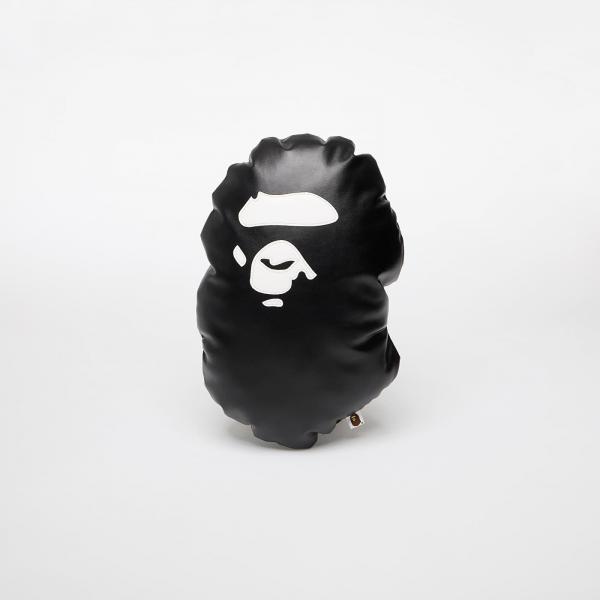 A BATHING APE Ape Head Pu Leather Cushion M Black Universal