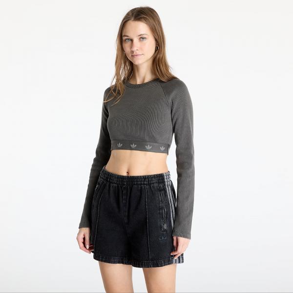 Top adidas Ribbed Longsleeve Crop Top Black L
