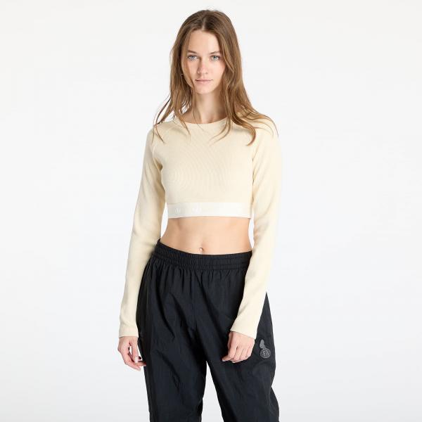 Top adidas Ribbed Longsleeve Crop Top Cream White XS