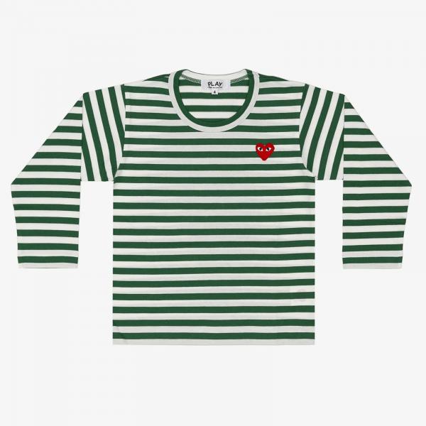 Comme des Garçons PLAY Kids Red Emblem Knit T-Shirt Green 6