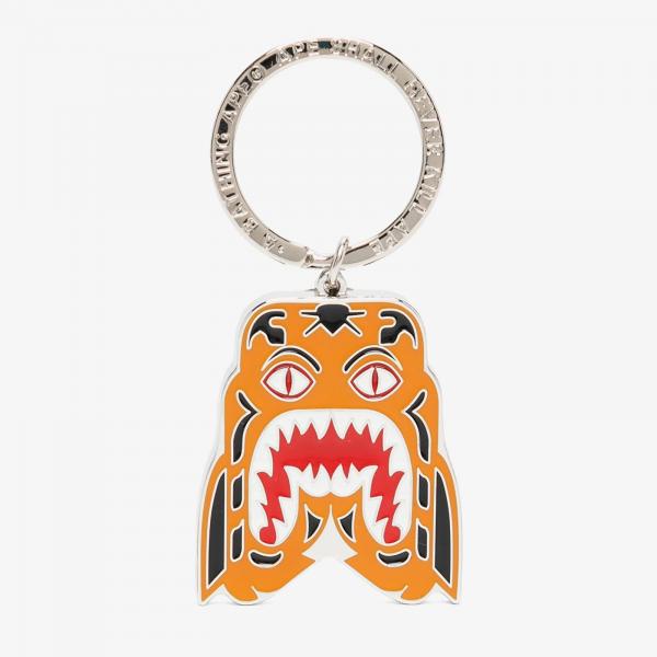 A BATHING APE Tiger Metal Keychain Orange Universal