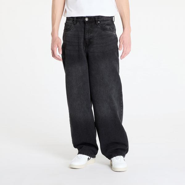 Kalhoty Urban Classics Tapered Heavy Ounce Baggy Jeans Black Washed W38