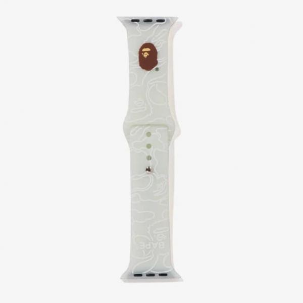 A BATHING APE Neon Camo Watch Band White L