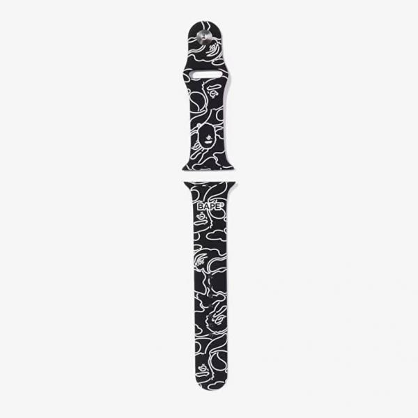 A BATHING APE Neon Camo Watch Band Black L
