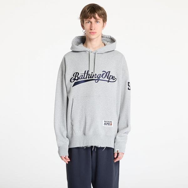 Mikina A BATHING APE Baseball Logo Relaxed Fit Pullover Hoodie UNISEX Gray M