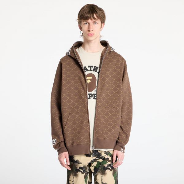 Mikina A BATHING APE College Monogram Relaxed Fit Shark Full Zip Hoodie UNISEX Brown S