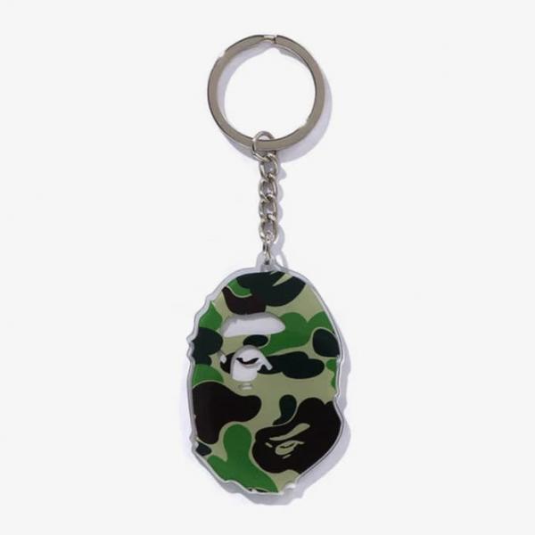 A BATHING APE Abc Camo Ape Head Acrylic Keychain Green Universal