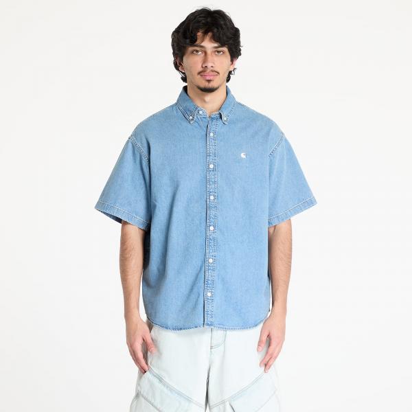 Košile Carhartt WIP S/S Lucas Shirt UNISEX Blue Bleached S